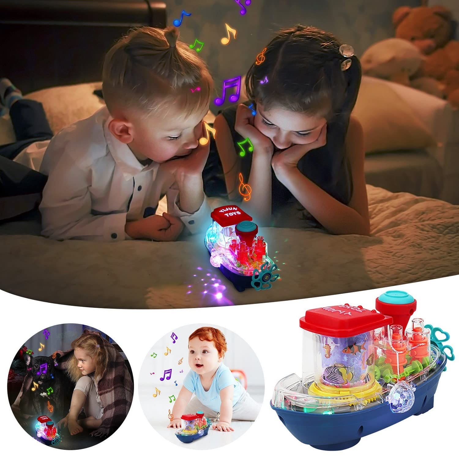 Gear Land Ship, Musical Toy Boat with Colorful Light, Transparent Rotatable Concept Boat, Underwater World Cruise Ship Toy For Kid, Battery Operated Toy Boat with Rotating Fishing Lamp Toy, Children's Toy Boat Gear Land Ship, Musical Toy Boat with Colorful Light, Transparent Rotatable Concept Boat, Underwater World Cruise Ship Toy For Kid, Battery Operated Toy Boat with Rotating Fishing Lamp Toy, Children's Toy Boat